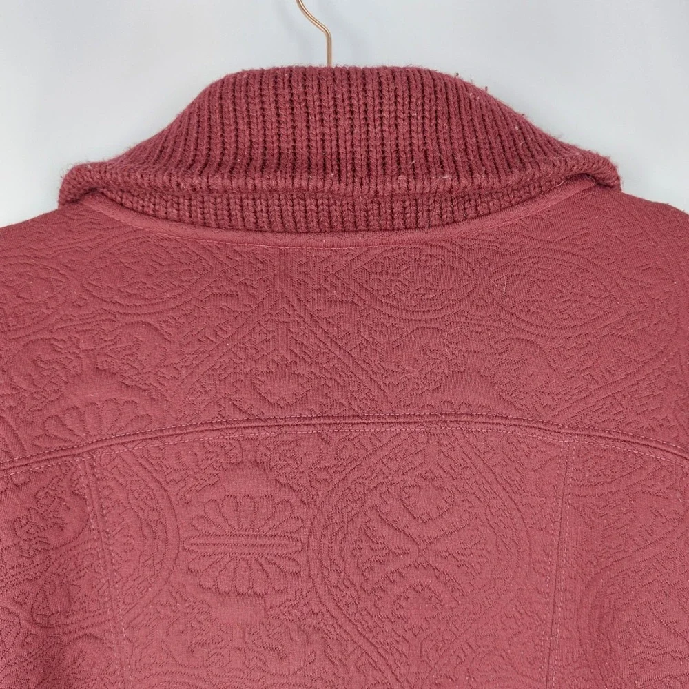 db Established 1962 Matelasse Jacket Womens XL Full Zip Sweater Collar Burgundy‎